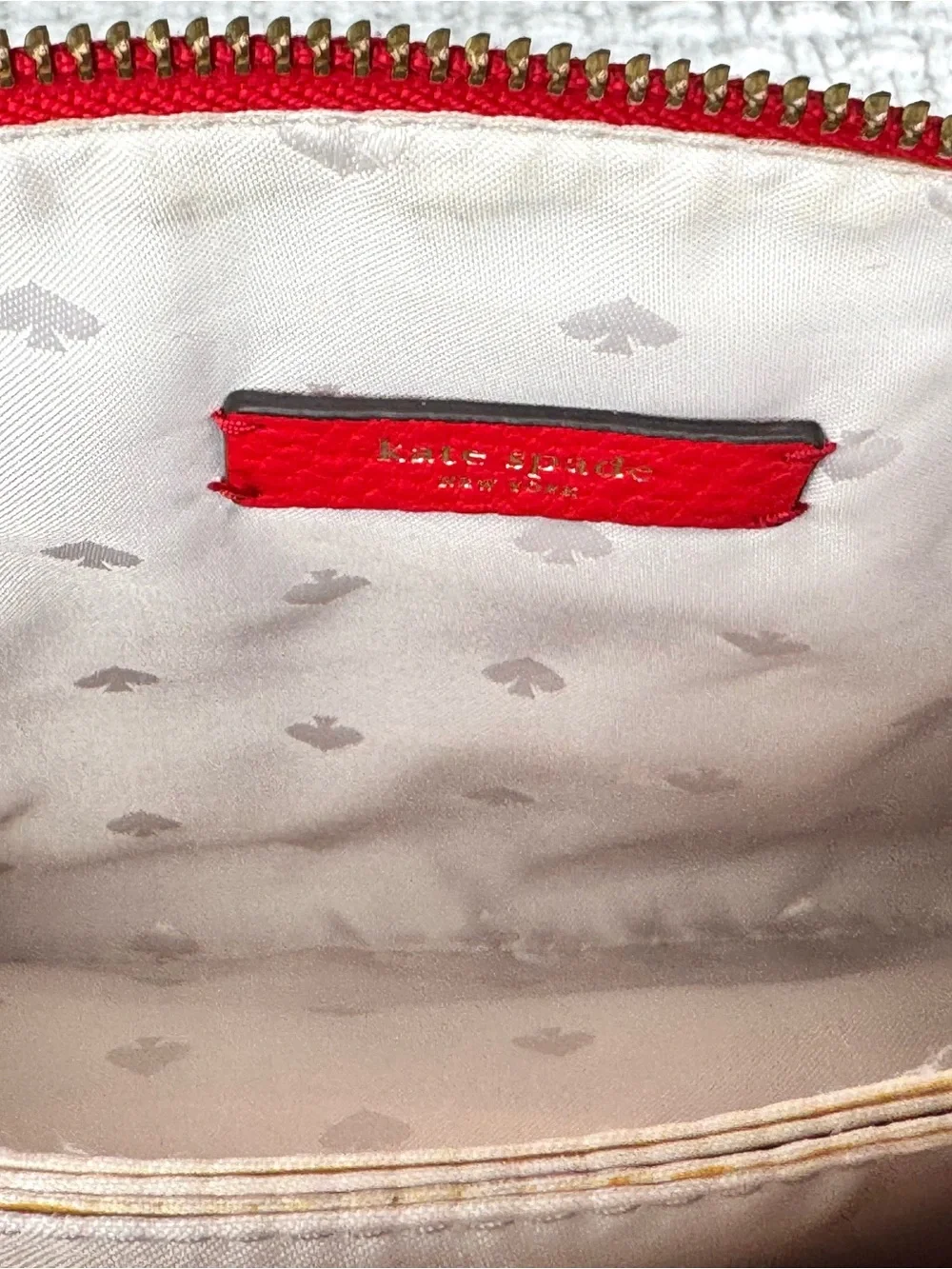 Kate Spade New York Red Pebbled Leather Crossbody Bag Adjustable Strap